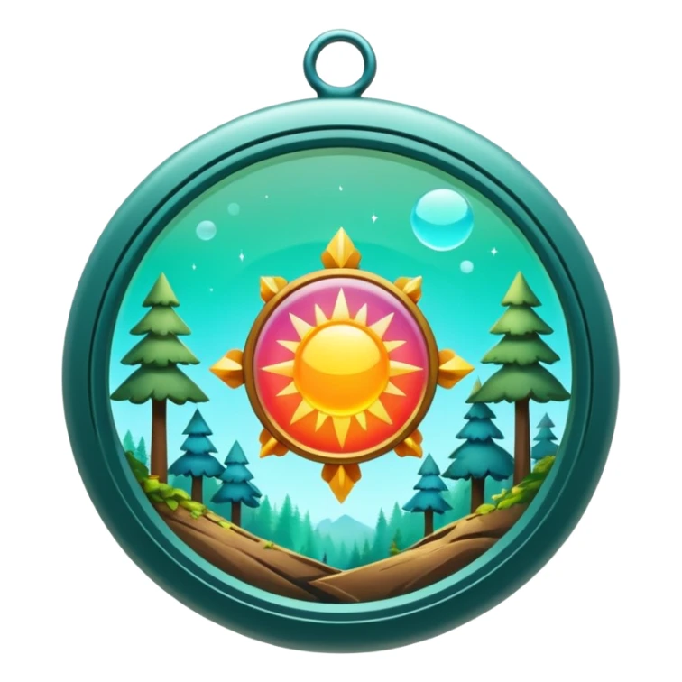 Abstract solarpunk amulett matte glass colorful clearing - an open space in a forest, light, spacious, minimal. sticker