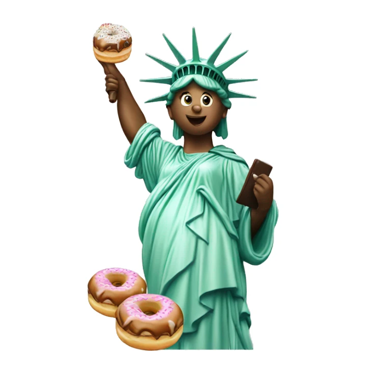 the statue of liberty is eating donuts  sticker