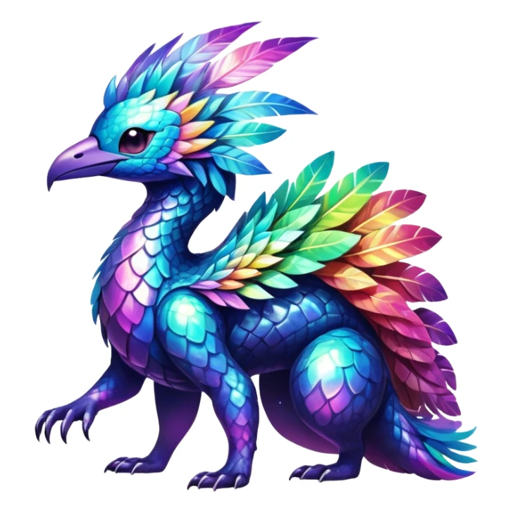  Shiny sparkly fantasy transparent bioluminescent luminescent vibrant bright pastel dark exotic tropical iridescent colorful nebula rainbow gradients cyber-Protogen-Fakémon-Pokémon-Vernid-creature sticker