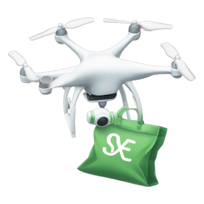 a drone with a bag of money sticker