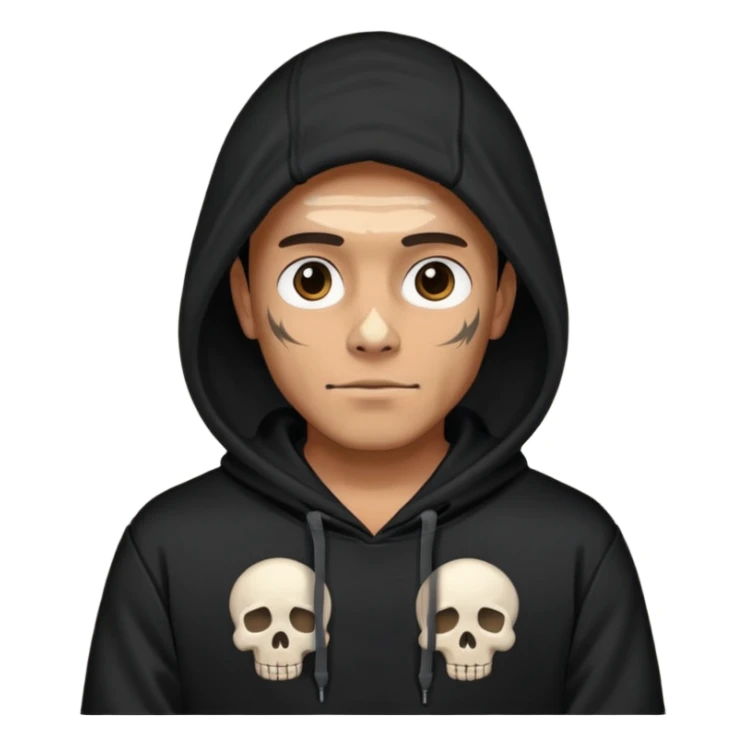 a hoodie with a design of skull on a man  sticker