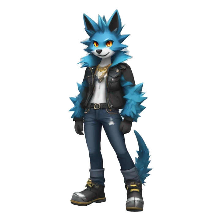 Anthro Cool Sona Fakemon with an edgy spiked collar Full Body sticker