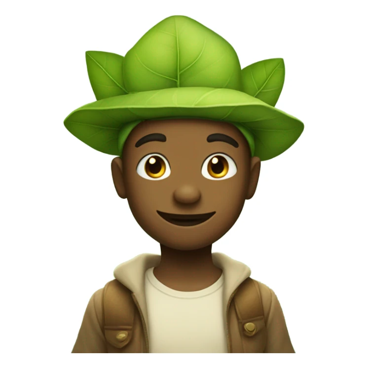 whimsical fairytale boy who is tiny and wearing a leaf hat sticker