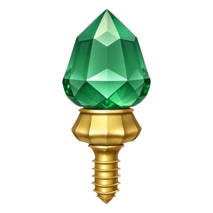 sparkling emerald Acorn like diamond with stem made of gold sticker
