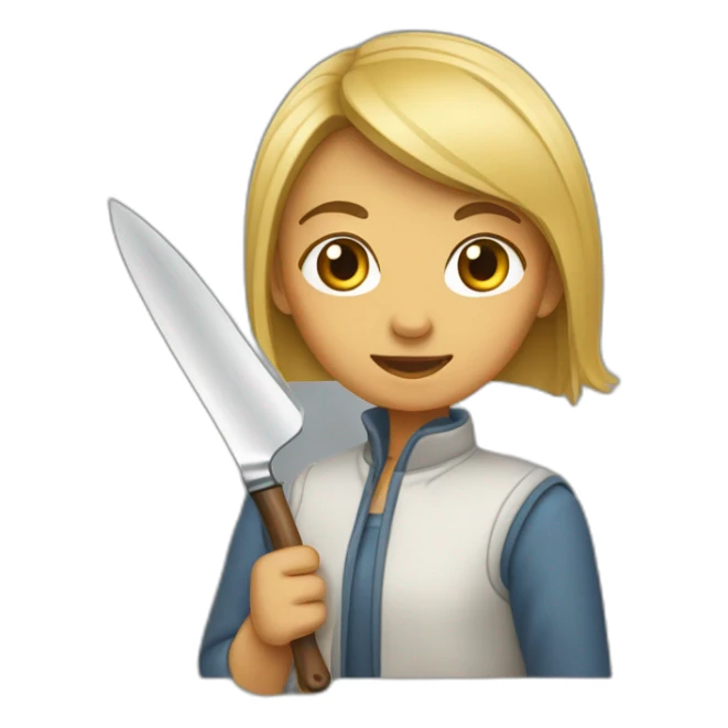 Une fille qui porte un couteau sticker