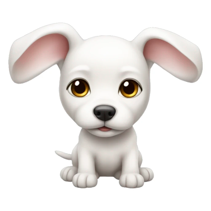 cute white puppy with bunny-like long ears small body. round head sticker