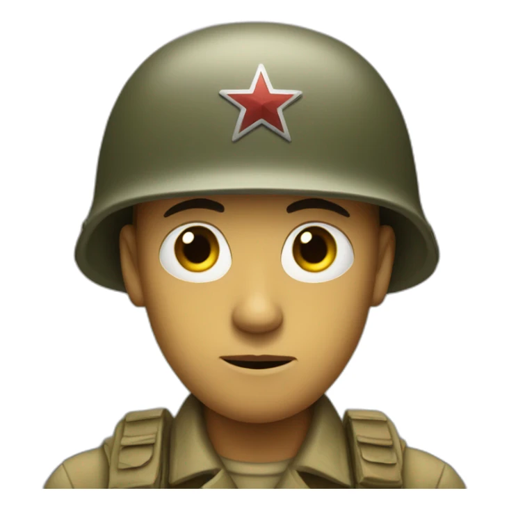 A world war two era soldier staring into the distance, clearly traumatized  sticker