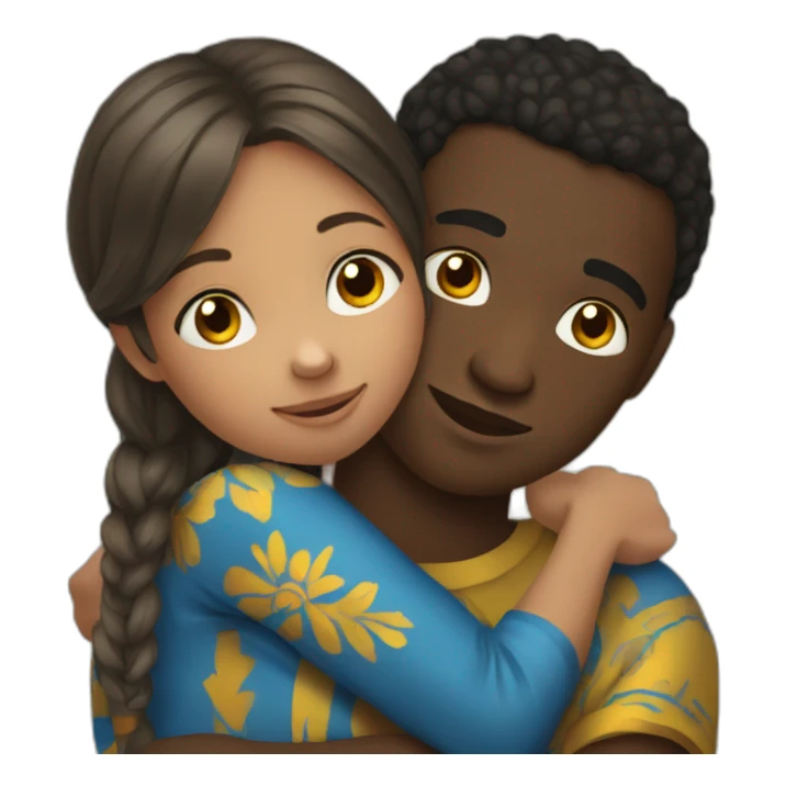African young man hugging slavic girl sticker
