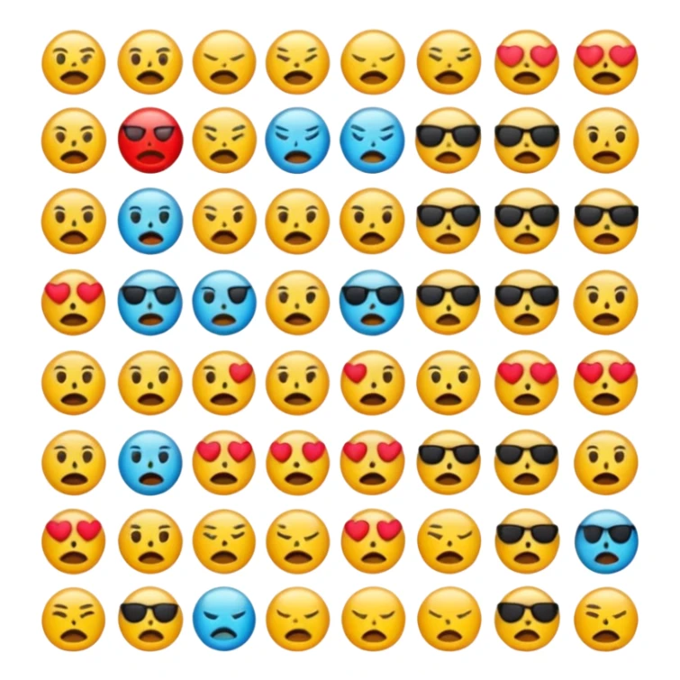 large emoji list but they are purposely screwed up sticker