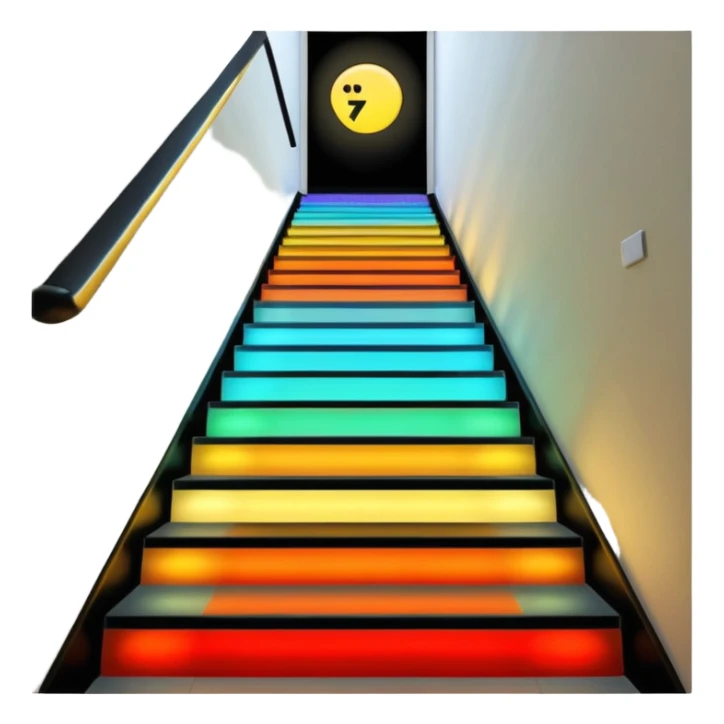 Lights up stairs 1 at floor looking down stairs sticker