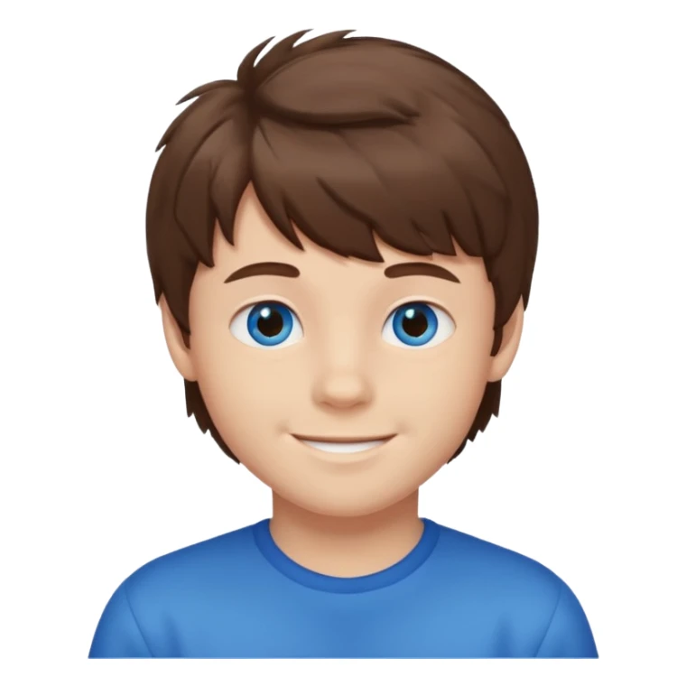 Brown hair with fluffy bangs and blue eyes boy sticker
