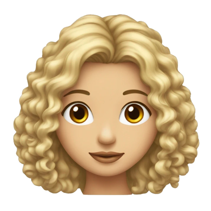 Mujer pelo largo rizado mechas ojos pequeños nariz granderubia sticker