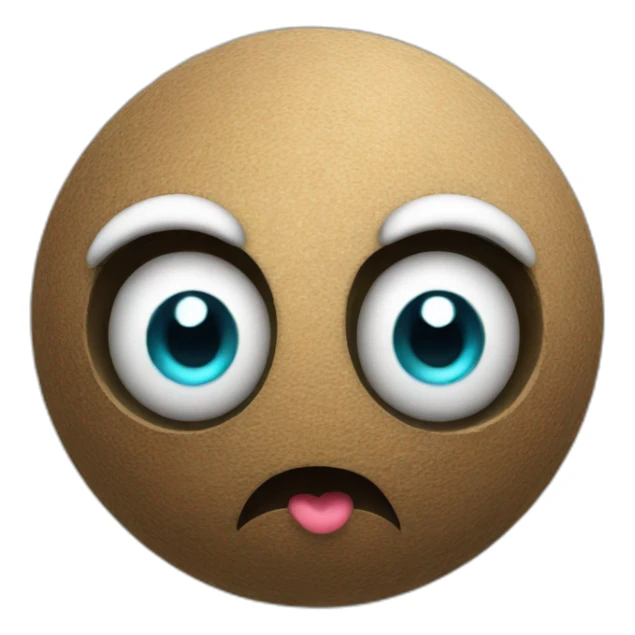 3d sphere with a cartoon dirt texture with big beautiful eyes sticker