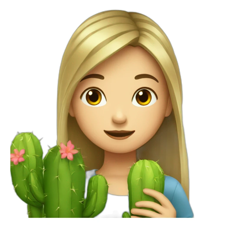 Fille qui fait un bisous à un cactus sticker