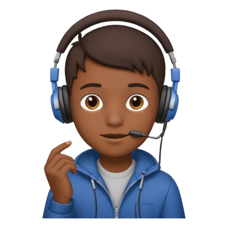 a boy with headphone in his hand sticker