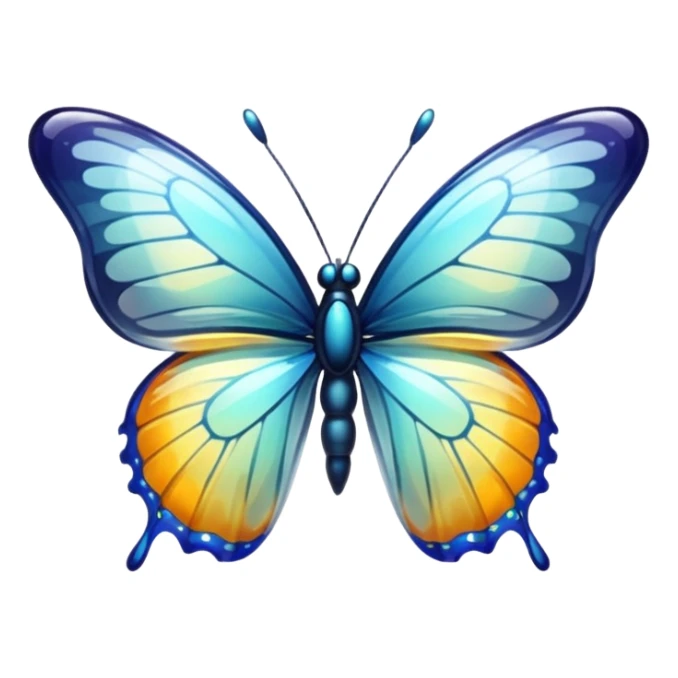 transparent butterfly, shiny and translucent glass style sticker