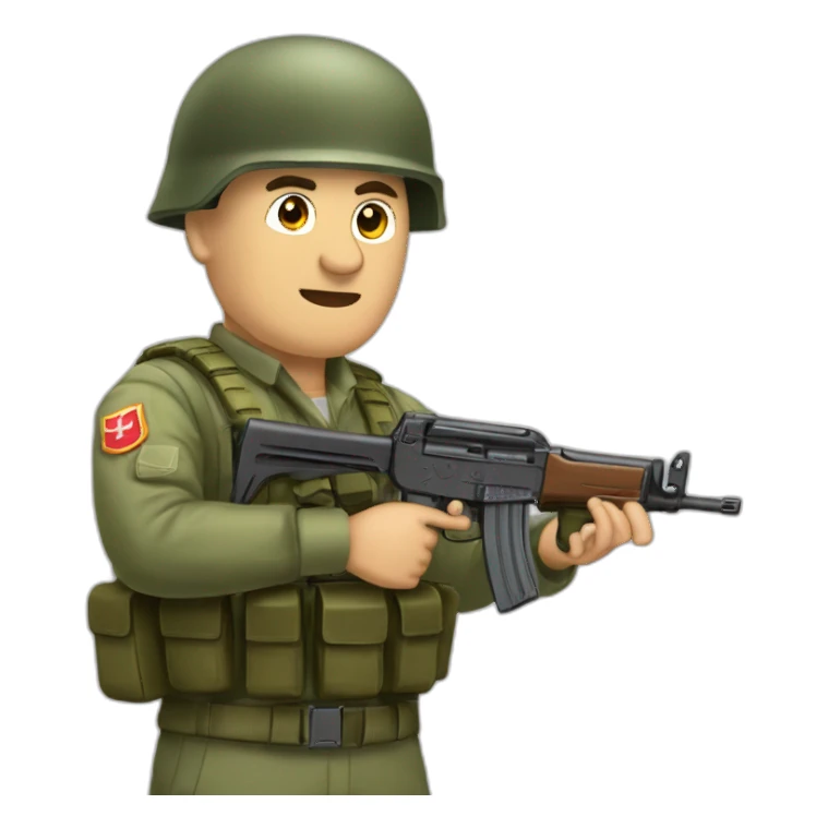 soldado ruso combatiendo enfadado con fusil ak sticker