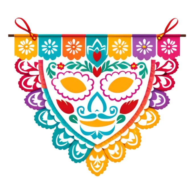 colorful papel picado Mexican banner decoration sticker