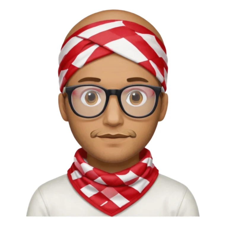 man wear red and white checkered bandana, glasses sticker