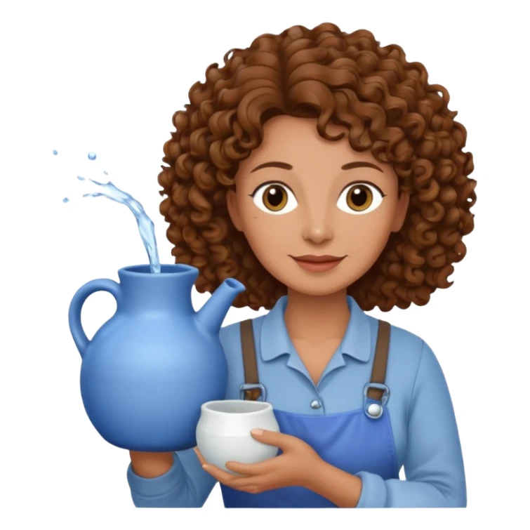 Older female florist – curly hair, holding water pot sticker