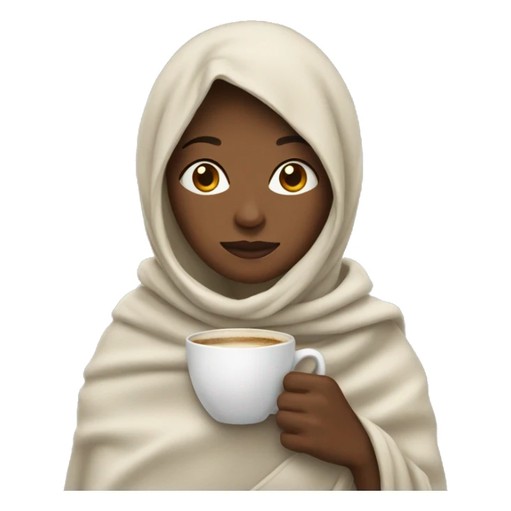 Women with blanket and coffee sticker