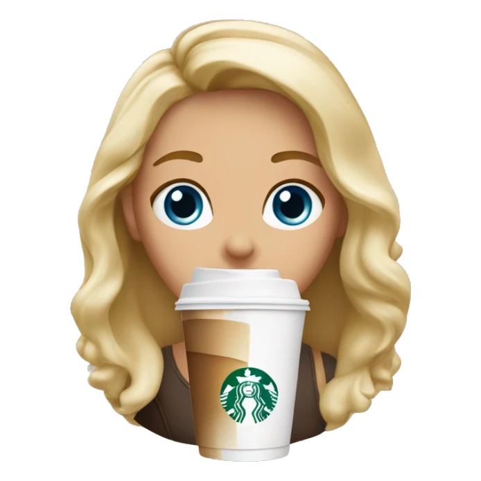 Starbucks cup drink with blonde girl blue eyes  sticker