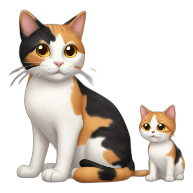 calico cat and his baby sticker