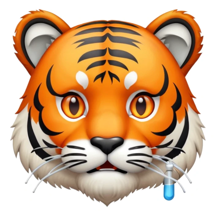 sick tiger face with thermometer and tissue for Twitch emote sticker