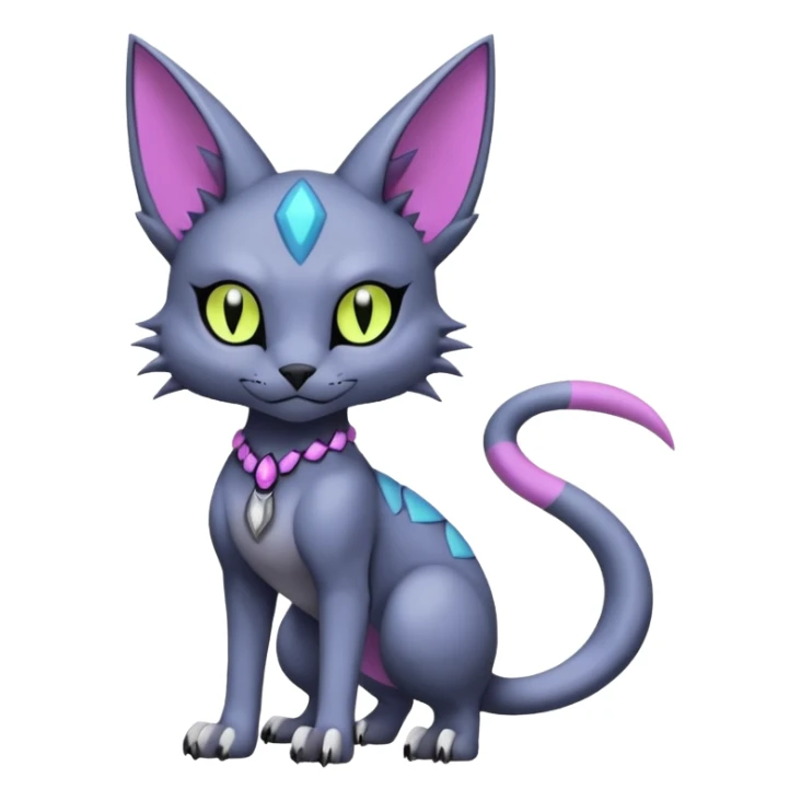  gothic edgy badass dark gloomy colorful neon pastel whitish greyish scaley Bastet-Noibat-Gatomon-Digimon-Fakémon-Pokémon-creature (full body) sticker