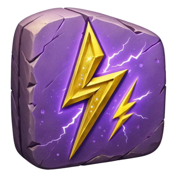 Purple rune with Yellow lightning bolts emanating from it. With glitter shine sticker