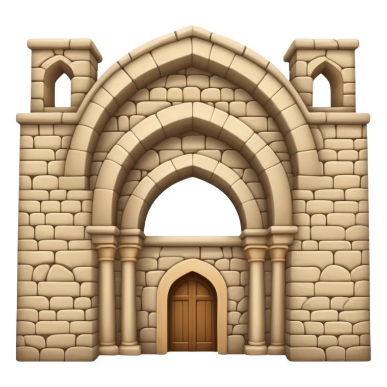 An emoji representing a traditional caravanserai or inn, typically a large, stone building with arches, used as a place for travelers to rest. The design is simple, with a warm, historical architectural style sticker