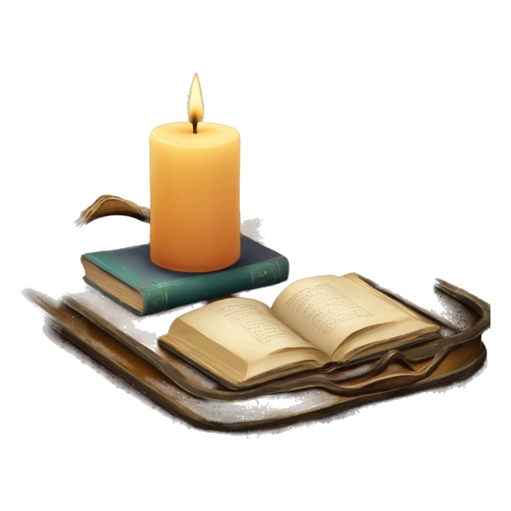 vintage tray with books and candle sticker