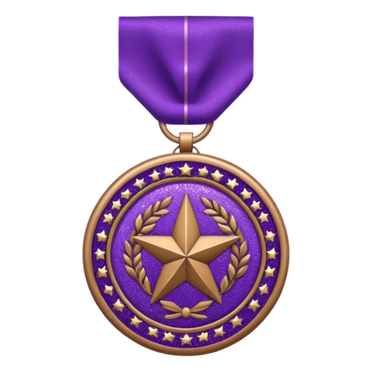 Purple Glitter military medal sticker