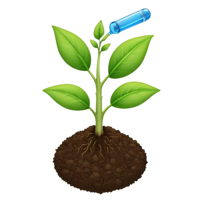A small green plant sprouting from soil, growing upwards, with a blue progress bar above it indicating growth sticker