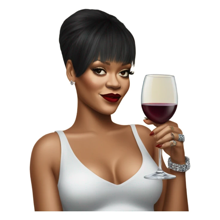 Photo Realistic Rihanna with wine glass sticker