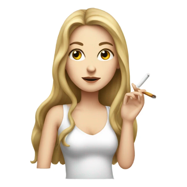 White girl with long hair smoking a cigarette  sticker