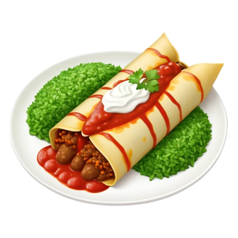 Beef enchiladas with red sauce and green rice  sticker