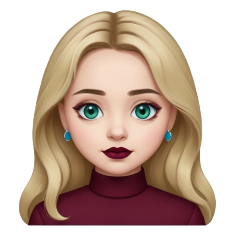 Sabrina carpenter blue-green eyes wearing burgundy lipstick  sticker