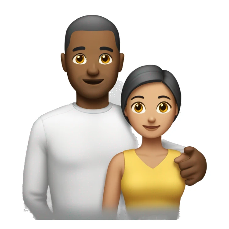 a man with a buzz cut holding a woman sticker