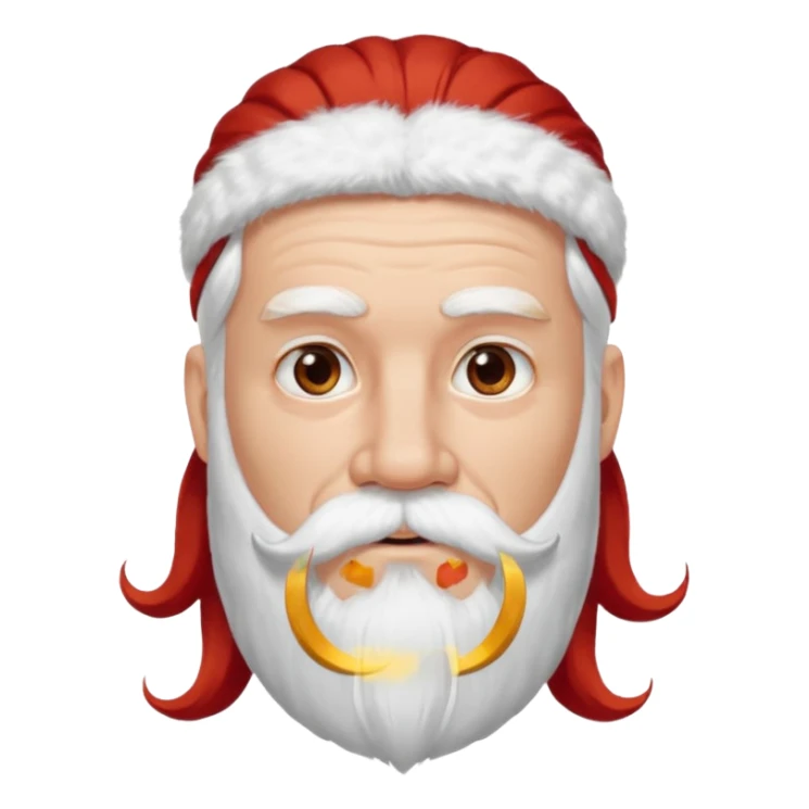 very white bearded and white mustached, red long haired, wearing ear accessories sticker