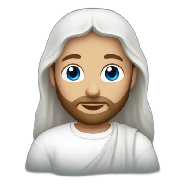 Jesus with blue eyes and white t-shirt sticker