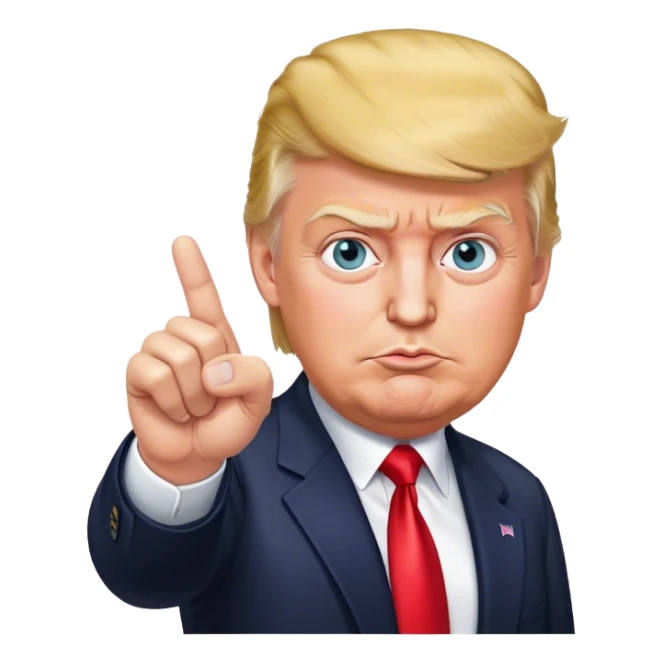 Super realistic Donald Trump pointing index finger up, realistic eyes sticker