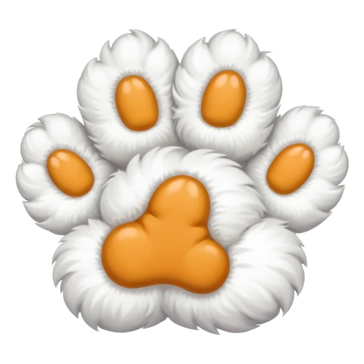 white fluffy paw, view from the top, cute, paw only sticker