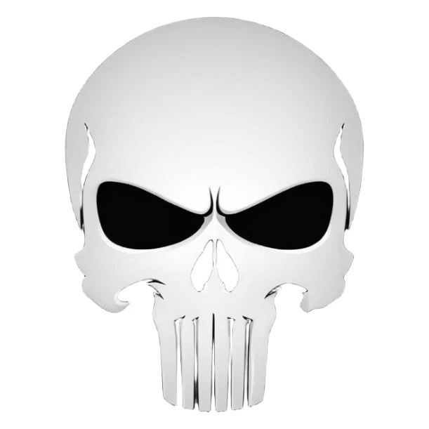 Punisher skull logo, white skull on black background sticker