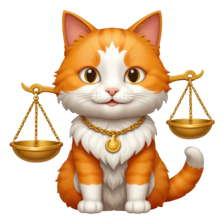 happy cat with the scales of justice sticker