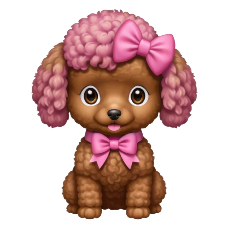 Brown toy poodle with pink bow sticker