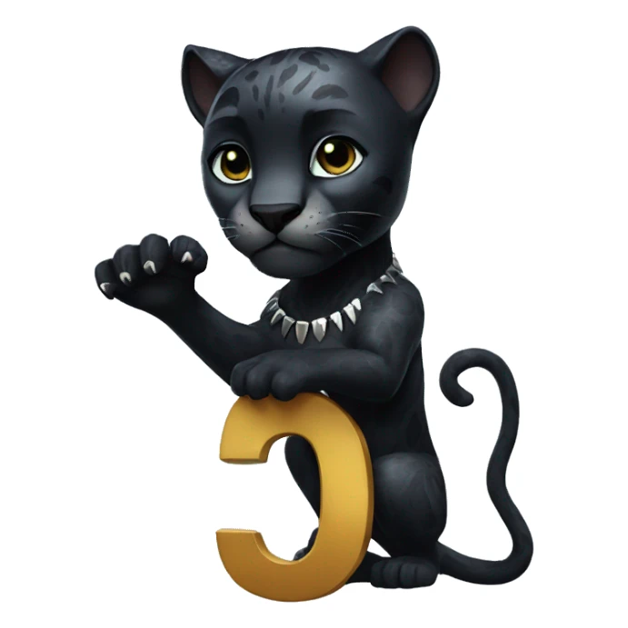 A black panther holding the number 0 in its paws sticker