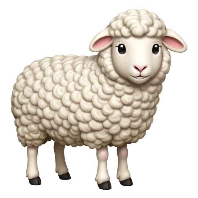 cinematic-[realistic sheep]-realistic-full-body-standing-emoji,-tail-flicking-lazily,-head-tilted-dramatically,-curly-[white]-fur,-simplified-yet-realistic-focused-features,-highly-detailed,-glowing-with-an-almost-sarcastic-glow sticker
