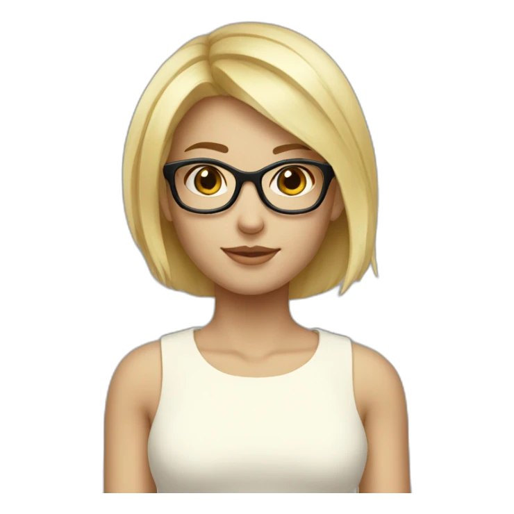 a blond girl short hair white beatiful glasses sticker
