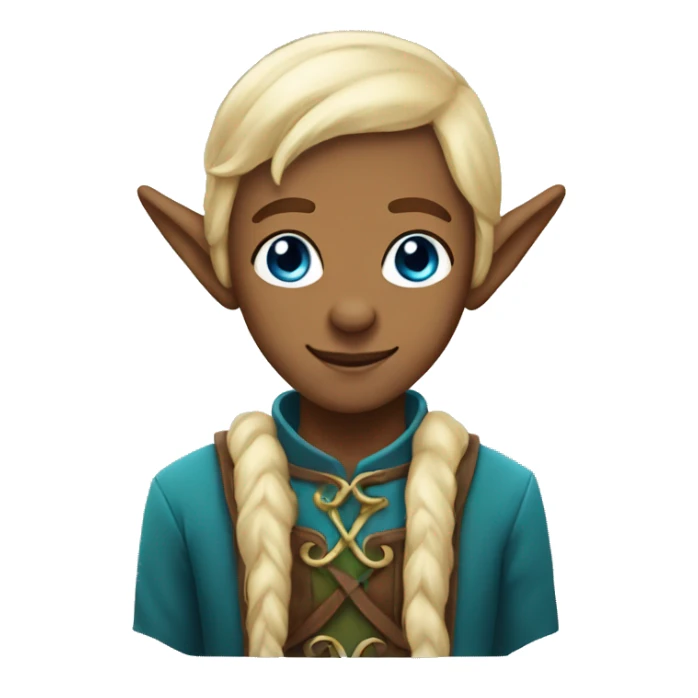 Elf with blonde hair brown skin and blue eyes sticker